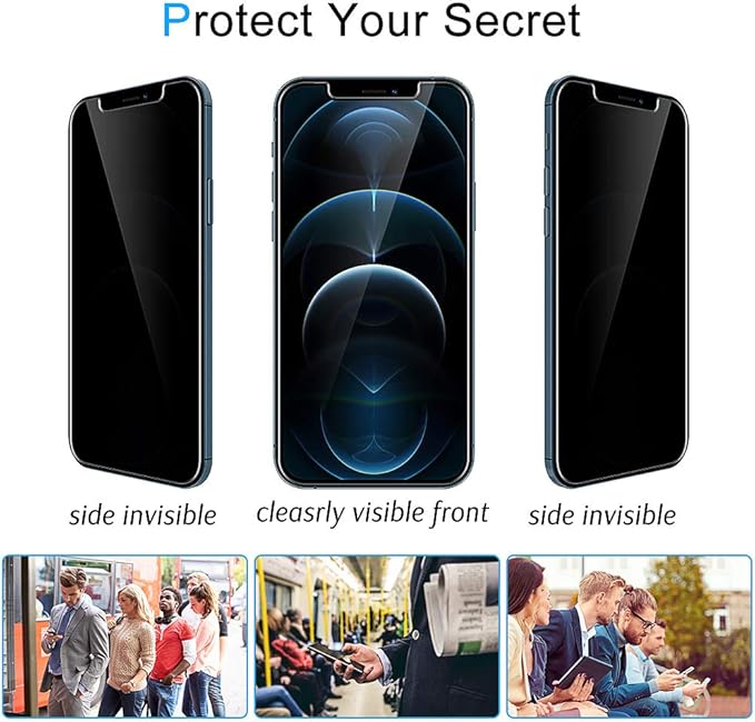 LϟK [2+3 Pack] Designed for iPhone 12 Pro Max 5G 6.7 inch, 2 Pack Privacy Screen Protector + 3 Pack Camera Lens Protector, 9H Hardness Case Friendly, Installation Tray [Not for iPhone 12 Pro]