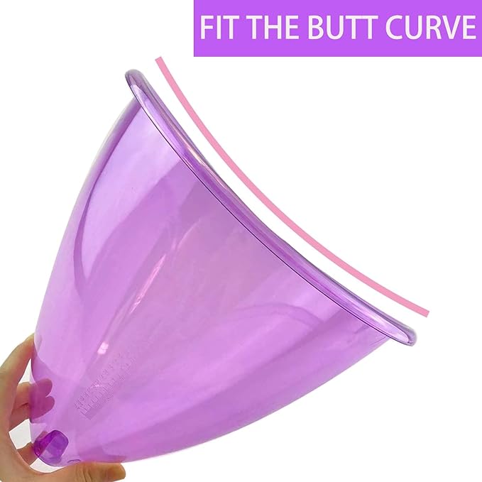 Buttock Vacuum Cups 210ML &180ML,Vacuum Therapy Cupping Machine Accessories, 9.4inch & 8.26inch XL Suction Cups for Butt Massage with Y-Hose & Gua Sha Board, 2 Pairs (Purple)