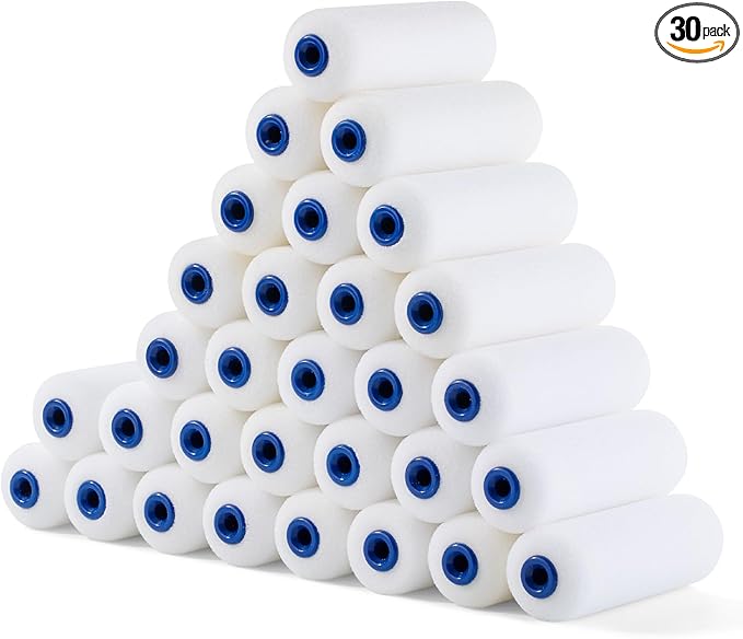 Bates- Foam Paint Roller Covers, 4 Inch, 30 Pack, Paint Roller 4 Inch, High Density Foam Roller Paint Covers, 4 Inch Paint Roller, Paint Rollers 4 Inch, Foam Paint Roller 4 Inch Foam Roller
