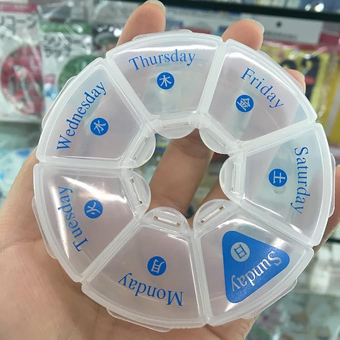 Healifty Medicine Organizer 2pcs Days Capsules Organizer Home Oils Cases Storage Round Use Medication Case Fish Daily for Containers Planner Medicine Portable Travel Box