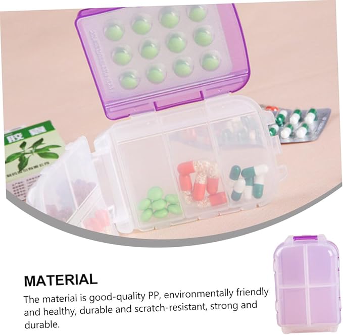 Beaupretty Three-layer Medicine Organizer Foldable Pill Box Large Capacity Plastic for Outdoor Travel Purple