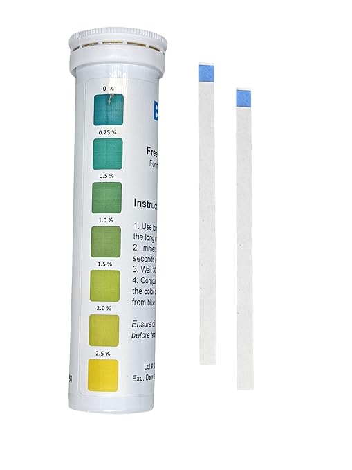 Frying Oil Quality Test Strips, Low Range Free Fatty Acid (FFA) 2.5% [Vial of 50 Test Strips]