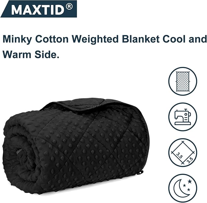 MAXTID 5 Pound Weighted Blanket for Kids Reversible Heavy Sleep Blankets Washable Weighted Blanket Design for Boy (Black 5lbs 36x48 inches)