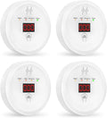 CarCarbon Monoxide Detectors 90dB Alarm, CO Detector Battery Powered(Not Include), 10-Year Lifespan Carbon Monoxide Alarm with LCD Display for Travel, Home, Kitchen, JA-997, 4 Packs