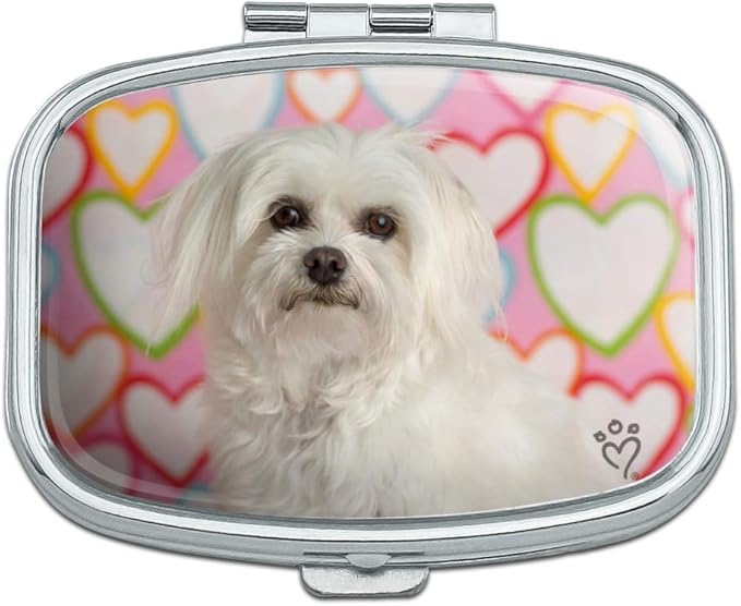 Maltese Puppy Dog Hearts Love Rectangle Pill Case Trinket Gift Box