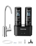 Waterdrop DLB Under Sink Water Filter, Reduces Chlorine, Chloramine, PFAS, Bad Taste, Under Sink Water Filtration System with Separate Faucet,Water Filter for Sink Faucet,Life Indicator, Quick Change