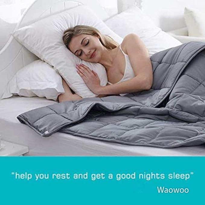 Waowoo Weighted Blanket Adult, 20lbs 60"x80" Blanket for Deeper Sleep,Material with Glass Beads(Dark Grey)