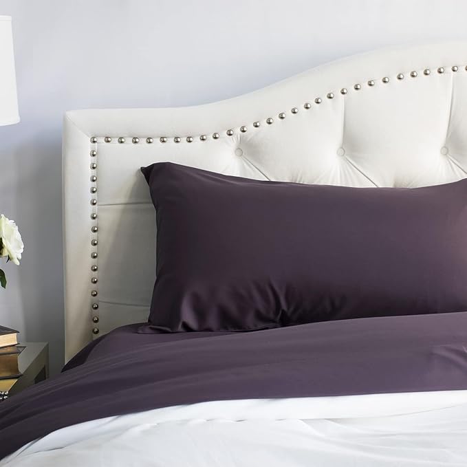 PeachSkinSheets Cooling Bed Sheets for Hot Sleepers - Ultra-Soft Breathable Luxury Microfiber Sheet Set, Moisture-Wicking, Deep Pocket, Oeko-TEX® (King Size, Eggplant)
