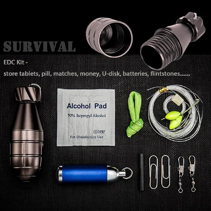 edcfans Waterproof Pill Container, Keychain Pill Case with Emergency Glass Breaker, Pill Fob/Match Holder Accessory Carrier, EDC Gadgets Storage Dry Box for Travel, Outdoor Survival Camping Hiking