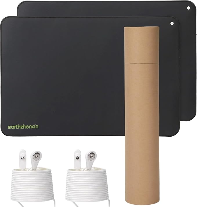 2Pack Grounding Mat for Feet,Earthing Mat Grounding Pad for Better Sleep and Stress Relief Conductive Mat for Magnetic Therapy with Grounding Cord for Natural Energy Balance(16"x24")