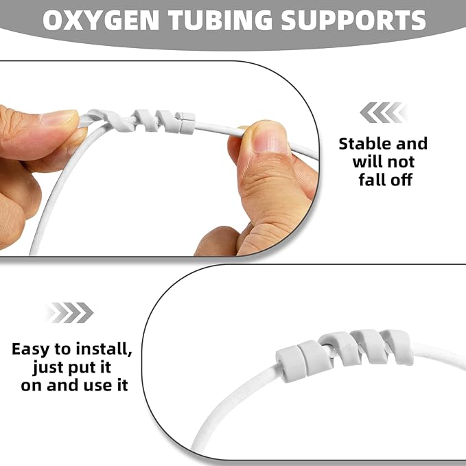 10 Pack Oxygen Tube Support Crimp Straightener for Portable Oxygen Concentrator, Oxygen Tubing Support for Oxygen Tank Oxygen Hose Nasal Cannula Oxygen Accessories (Gray)