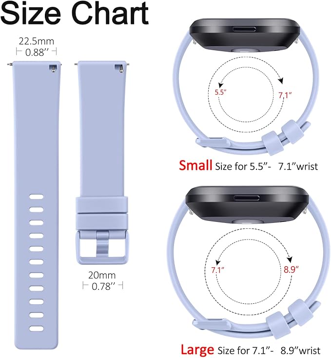Mugust Sport Bands Compatible with Fitbit Versa 2 / Fitbit Versa/Versa Lite/Versa SE, Classic Soft Silicone Replacement Wristbands Straps for Fitbit Versa 2 Smart Watch Women Men (Small,Sky Blue)