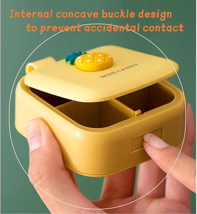 Pill Dispenser, Cute Design, Portable Dispensing Box, Sealed and Moisture-Proof, 2.75 * 3.34 Inches. (Green)
