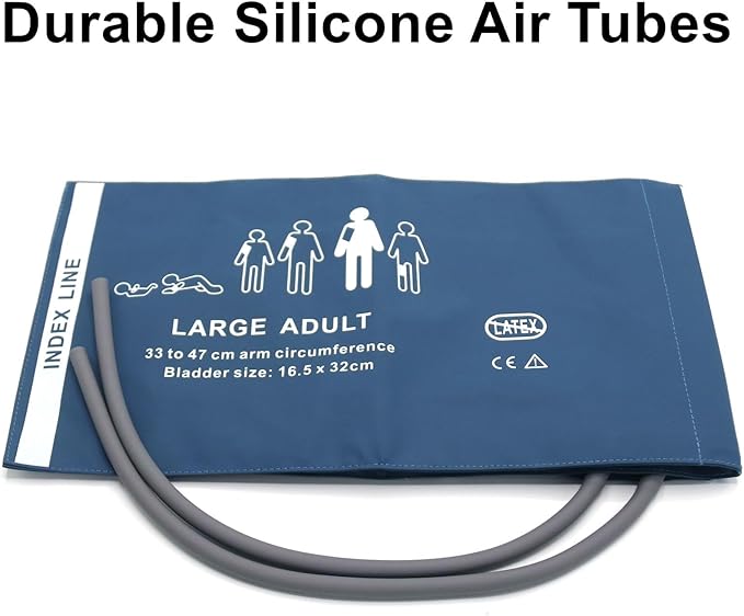Universal NIBP Cuff for Large Adult, 33-47 cm Double Tube Reusable PU Replacement Blood Pressure Cuff, No Connector