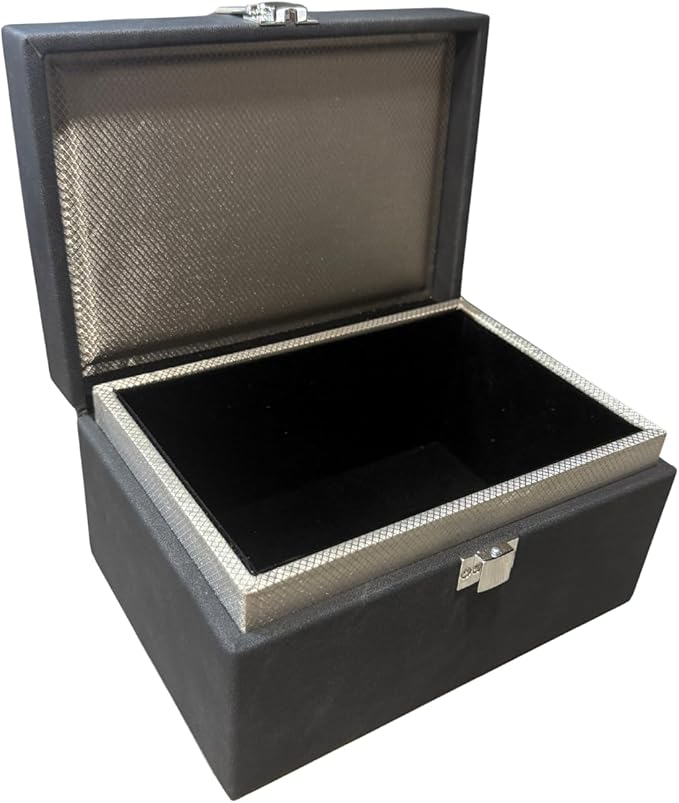 Faraday Box for Car Keys, RFID Signal Blocking Key Fob Protector, Large Capacity Suede Anti-Theft Box with Silver Buckle (Fits Multiple Keys, Phones & Cards) - Black