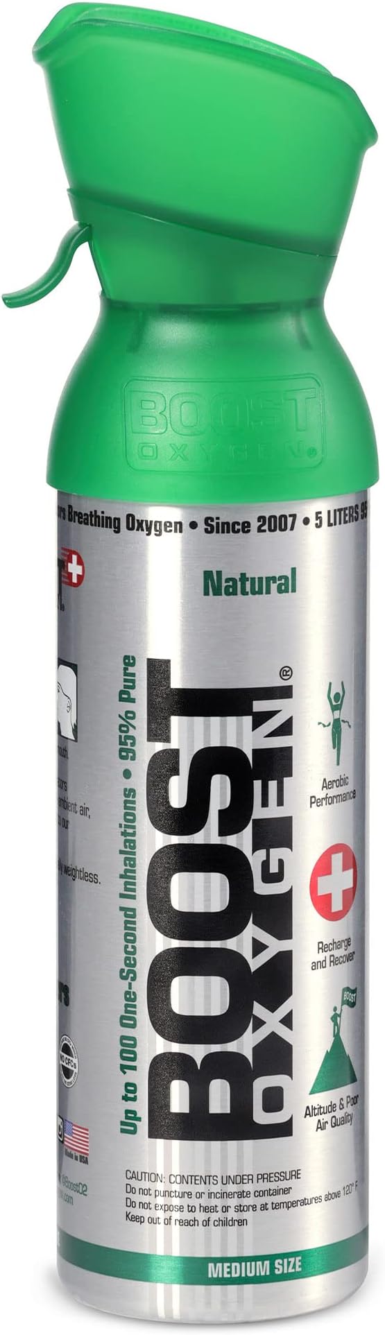 Boost Oxygen Medium Natural 5L Canister | Respiratory Support for Aerobic Recovery, Altitude, Performance & Health (3 Pack)