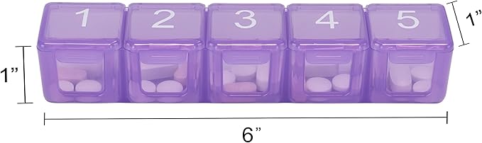 e-Pill 5 Times a Day x 7 Day Large Weekly Pill Organizer, Vitamin and Medicine Pill Box - with Discreet Case, Rainbow Color