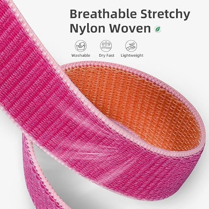 Getino Compatible with Fitbit Versa 3 4 Fitbit Sense/Sense 2 Bands for Woman Men, Adjustable Stretchy Nylon Band Sport Loop Strap Comatible for Fitbit Verasa 4 Wristbands Accessory, Pomegranate