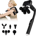 IeBilif Massage Gun with Extension Handle, Handheld Foot Back Neck Shoulder Massager with 6 Adjustable Speeds & Modes and 5 Replaceable Heads for Gym & Home Use, Birthday Gifts for Men