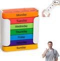 Stackable Daily Pill Organizer, Weekly Pill Organizer, 4 Times a Day, Weekly AM/PM Pill Box with 7 Individual Stacking Cases, a Everyday Medicine Organizer for Vitamins (Colorful)
