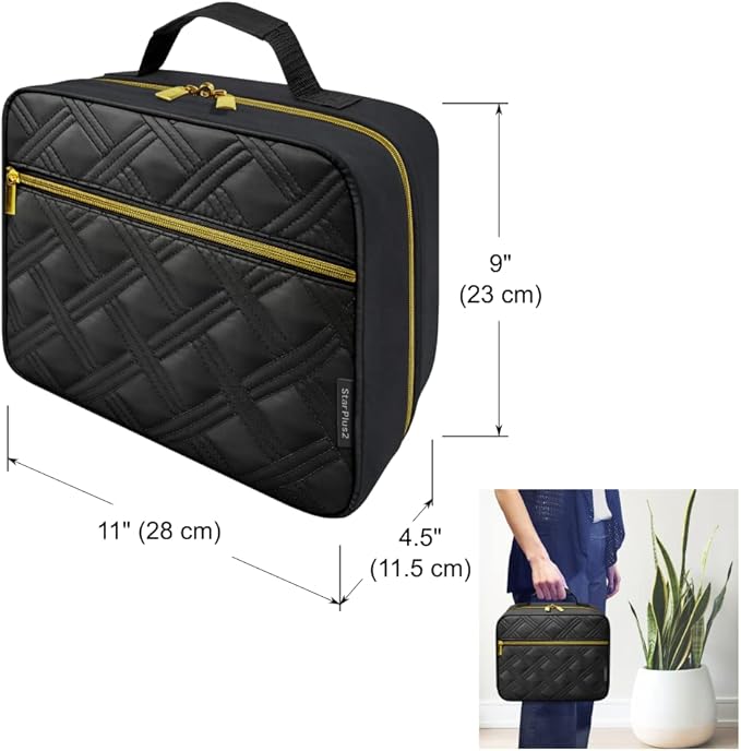Large Quilted Pill Bottle Organizer - 10 Pockets Soft Medicine Bag for Travel & Home Storage - Black