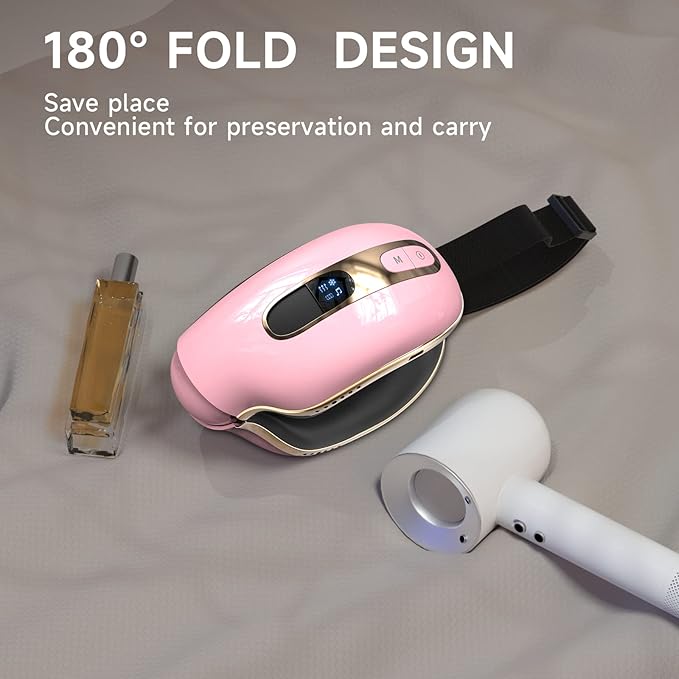 Eye Massager with Heat and Cooling Bluetooth & Compression for Migraines, Dark Circles Relax Dry Eyes, Improve Sleep Gift for Men Women