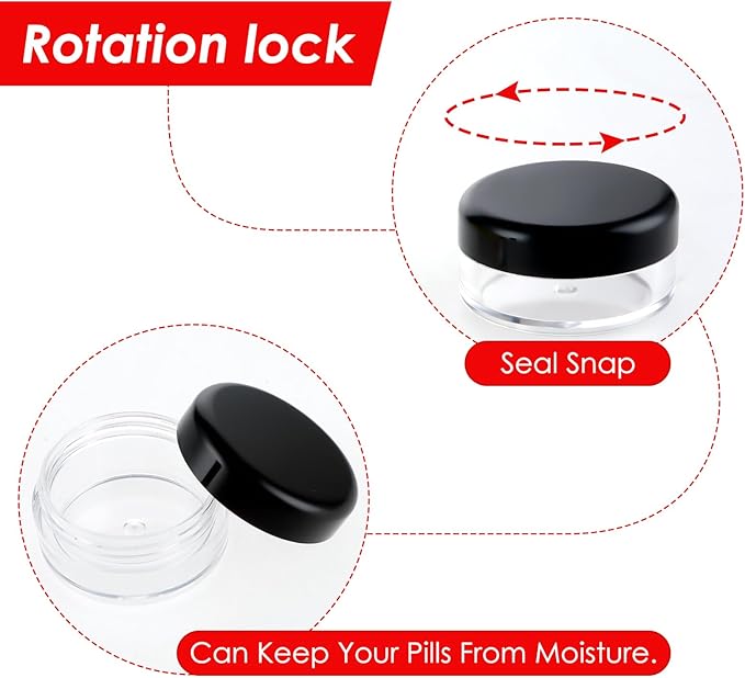 Small Pill Organizer Box, 5 Pcs Travel Pill Case Holder Daily Portable Pill Cases BPA Free Travel Mini Pill Container Organizers for Pocket (Black)