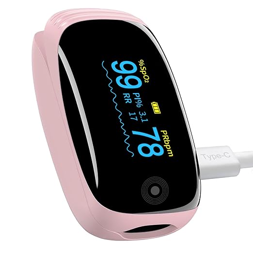 Pulse oximeter fingertip, Oxygen Monitor fingertip Rechargeable, Oxygen Meter Finger Pulse Oximeter for Over-The-Counter Use - Precision Rapid Oximeter SpO2 Readings Outdoor Sports Home-OTC - Pink