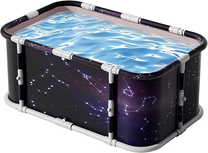 Simcat 45" Large Portable Foldable Bathtub Adult, Separate Family-Friendly SPA Therapy Tub Soaking, Hot SPA/Ice Bath Tub (Starry sky)
