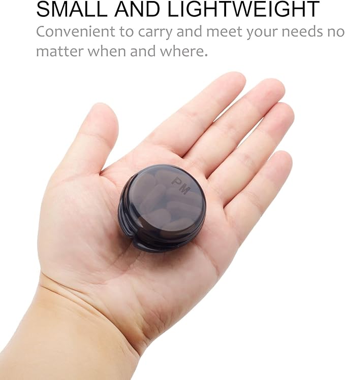 Small Pill Case for Purse Pocket (6 Pack), Double-Layer Pill Box, Portable Medicine Organizer Travel Pillbox, Cute Pill Container Holder,Multifunctional Mini Storage Box (Black)