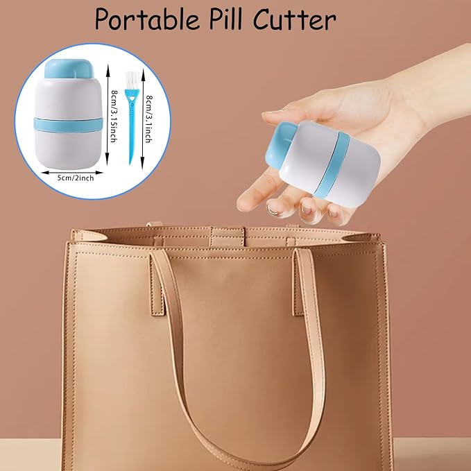 1/4 Pill Cutter with Storage Case, 4 Way Pill Splitter with Stainless Steel Blade, Precision Pills Cutter Splitter for Small and Tiny Pills