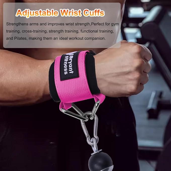J Bryant Fitness Wrist Cuffs for Cable Machines – Heavy Duty Adjustable Wrist Straps with 7mm Neoprene Padding for Strength Training, Pull Exercises, and Forearm Support