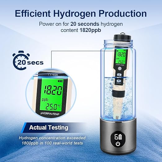 BAVAP Hydrogen Water Bottle is a 3-Purpose Hydrogen Water Generator Hydrogen-Oxygen Separation, which generates Over 2000 ppb of