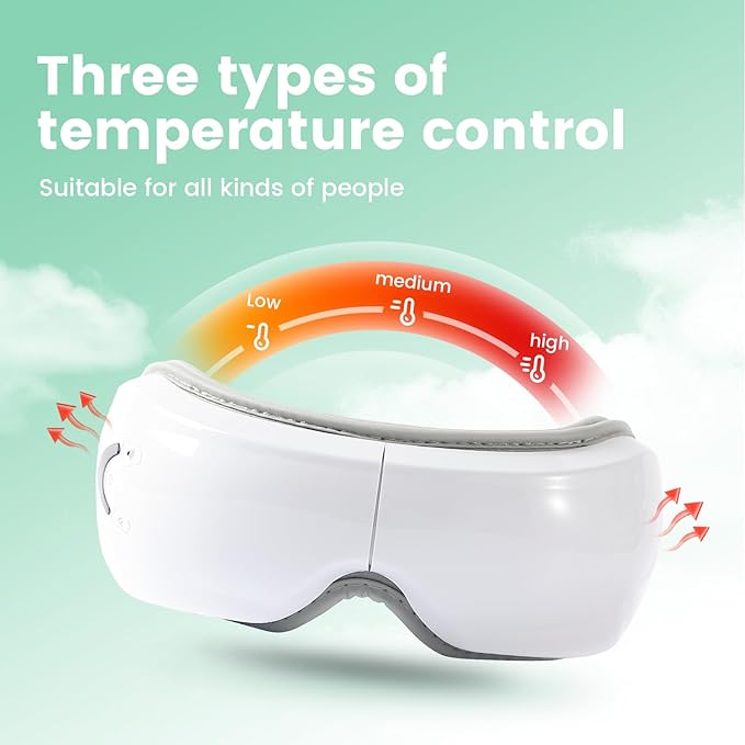Eye Massager with Heat and Music,3 Heated Eye Mask Massge for Migraines and Dry Eyes,Women and Men Valentines Day Gifts for Him & Her. Mom and Dad Birthday Gifts.Headache Relief