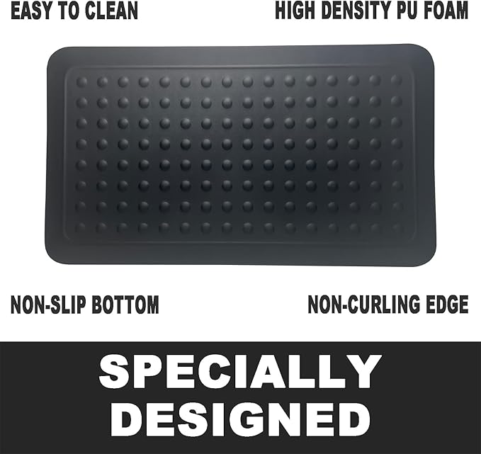 1" Extra Thick Anti Fatigue Kitchen Floor Mat Comfort Standing Mat 17'' x 30'', Office Standing Desk Mat, Kitchen Rug, Massage Points Comfort Mat, 140D high Density PU Foam (Black)