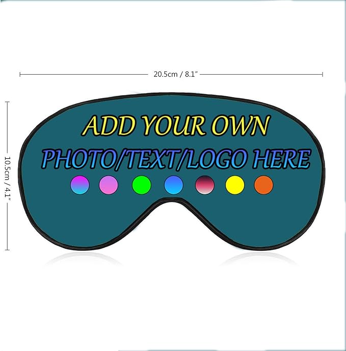 Personalized Eye Mask, Custom Eyeshade Blindfold Add Your Design Image Text Customized Eye Cover with Adjustable Strap for Sleeping Travel Work Naps Blocks Light, Blue Green