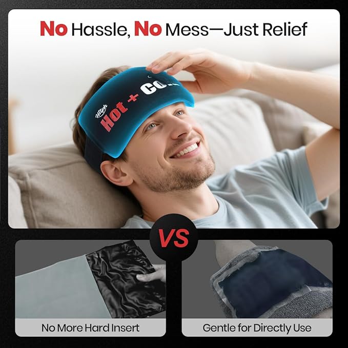 Hilph Ice Pack for Injuries Reusable, 2 Packs Hot Cold Soft Gel Ice Pack with Adjustable Strap, Flexible Ice Wraps for Joints and Muscle, Back, Knee & More Discomfort Relief (9.5" x 4.7") Black