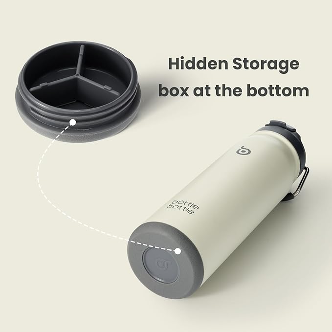 BOTTLE BOTTLE 24oz Insulated Water Bottle Stainless Steel Sport Water Bottle with Straw and Adjustable Lid Daily Pill Organizer