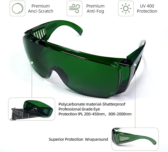 Laser Safety Glasses, OD3+ Eye Protection Goggles 200-450nm 800-2000nm for UV/IR/Green/Blue Laser Engraving Machine & Hair Removal