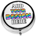 Custom Medicine Pill Organizer, Medicine Pill Box Case Container Travel Pill Holder Vitamin for Purse Med Wallet Portable Mini Pastillero Round, White, Personalized Gifts
