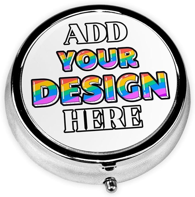 Custom Medicine Pill Organizer, Medicine Pill Box Case Container Travel Pill Holder Vitamin for Purse Med Wallet Portable Mini Pastillero Round, White, Personalized Gifts