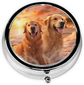 Dog Pill Box 3 Compartment Pill Case, Portable Medicine Pill Organizer for Pocket Purse Pill Box Decorative Metal Medicine Vitamin Organizer
