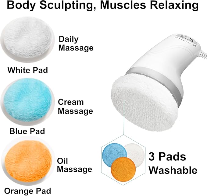 Body Sculpting Machine Electric Cellulite Massager 6 Pads, Handheld Full Body Massage Machine for Back/Abdomen/Butt/Leg/Arms Deep Massage Relax, Rotaion Vibration Anti Cellulite