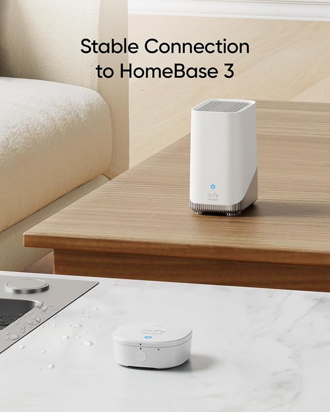 eufy Security Water and Freeze Sensor with Remote Alerts, IP65 Waterproof, 2-Year Battery Life, HomeBase Required, Compatible with HomeBase 2 and 3, Optional 24/7 Protection Service, App Control