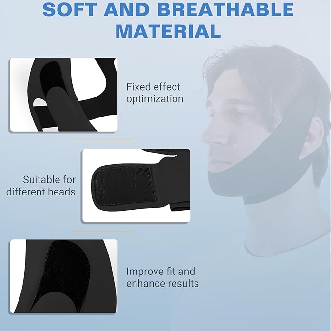 NOIKO Anti Snoring Chin Strap Adjustable, Effective Anti Snoring Device, Snore Stopper Breathable and Durable for Adult