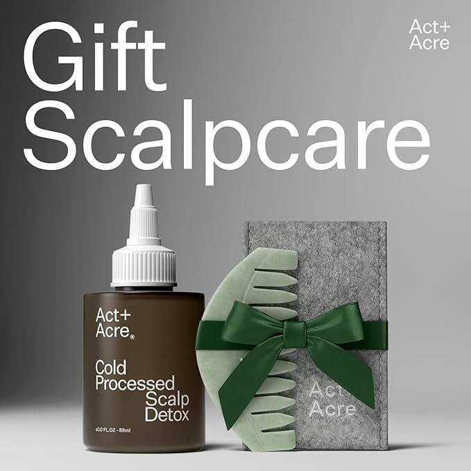 Act+ Acre Scalp Gua Sha Tool - Wide Tooth Hand Held Comb - Perfect Natural Stone Massager Tool - Stimulates the Scalp - Promotes Thicker and Fuller-Looking Hair.