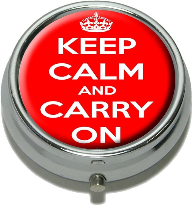 Keep Calm and Carry On Red Pill Case Trinket Gift Box