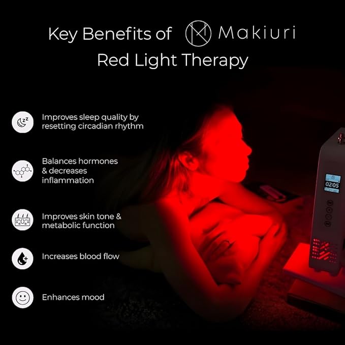 Makiuri Red Light Therapy Panel for Face & Body | 630 nm, 660nm, 810nm, 830nm, 850nm | Clinical Grade Red & Near-Infrared LED Light Therapy (5 Wavelengths) | High Irradiance | Mercury (White 60 LED)