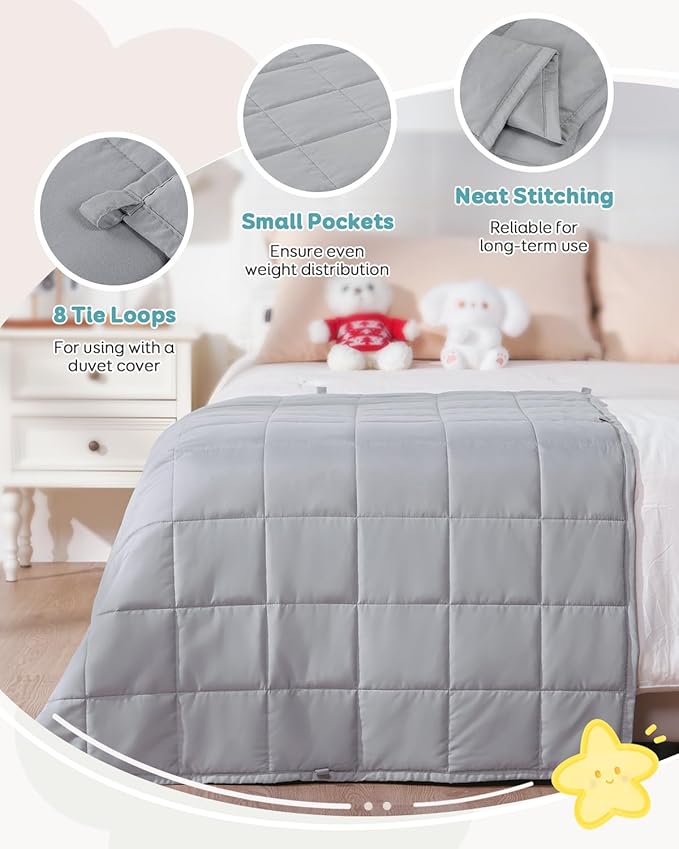 Topblan 5 lb Weighted Blanket, 36" x 48" Small Heavy Lap Blanket, Soft Microfiber, Glass Bead Filling for Calming, Washable, Grey