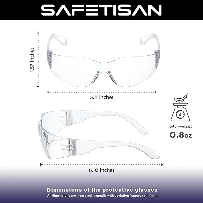 Clear Safety Glasses for Men Bulk of 24, Crystal Safety Goggles, Scratch Impact Resistant Meets ANSI Z87.1 Standard, Protective Eyewear Polycarbonate for Construction, Shooting, Lab Work